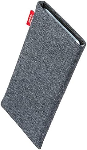 Fitbag Jive Grey שרוול מותאם אישית מותאם אישית עבור Sony Xperia XZ1. שקית בד חליפה עדינה עם רירית מיקרו -סיב