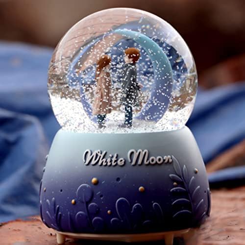 Lukeo אורות צבע יצירתיים צפים פתיתי שלג לבן אור ירח זוג זכוכית כדורי כדור קופסת מוסיקה קופסת