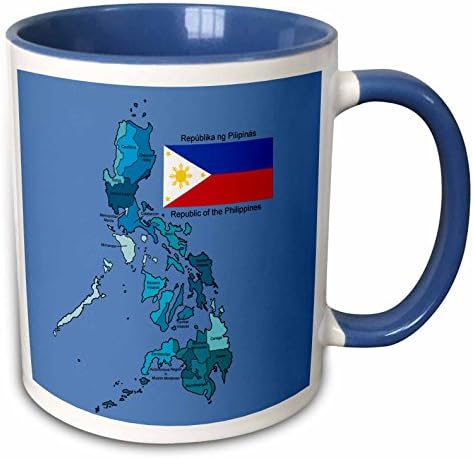3דגל רוז ומפת הרפובליקה של הפיליפינים עם כל האזורים... - ספלים