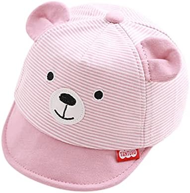Zando Baby Baseball CAP כובע שמש בן יומו עם דוב כותנה כותנה פסים כובעי שמש כובעי בייסבול לתינוקות לבנים