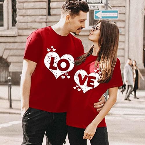 חולצה תואמת ליום האהבה לזוגות אוהבים דפסת לב שרוול קצר חולצות טריקו של בעל ואישה חולצות טי טיז מצחיקות