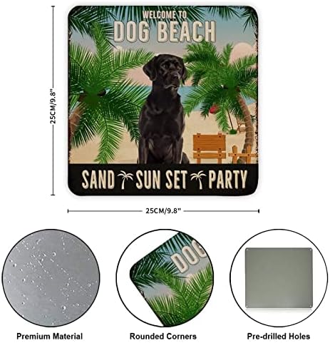 שלט מתכת ברוך הבא לכלב חוף שקיעה חול שקיעה מצחיק דלת כלב קולב קולב שלט וינטג