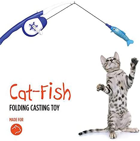 חתול דיג מוט טיזר, מקורה חתול אינטראקטיבי דיג שרביט צעצוע מוט, מחמד לוויה צעצוע, חתול צעצועים לחתולים מקורה,