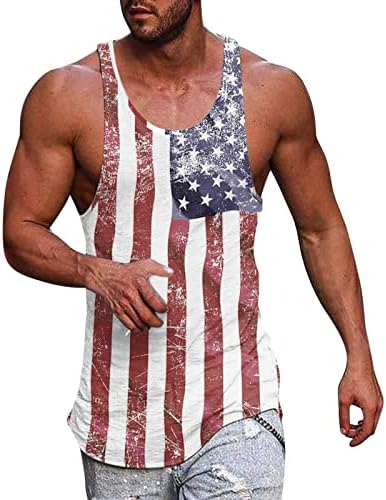 בינוני חולצות לגברים גברים קיץ עצמאות יום אפוד גדול גודל מזדמן לנשימה שרוולים למעלה חולצה עבור