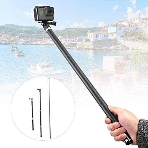 סיומת Selfie Stick, עיצוב נשלף ממשק אוניברסלי שחור Selfie Stick 22.05-106.3 אינץ 'עם בורג קבוע לפעילות חיצונית