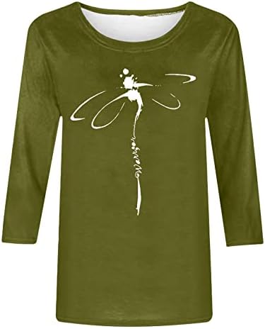 מקרית חולצות לנשים 3/4 שרוול צווארון עגול ספנדקס שפירית גרפי בכושר רגוע חולצות חולצות נוער בנות