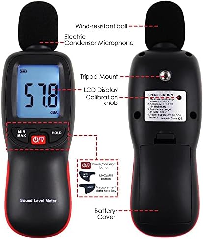 LDCHNH דציבלים מדק רמת צליל בודק 30 ~ 130DBA נפח רעש מדידה ומכשירי ניטור תצוגת LCD דיגיטלית עם תאורה