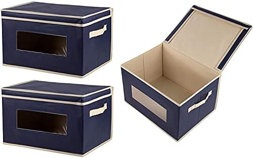 WQURC מקסים קופסת אחסון עם שולחן עבודה רב שכבות שולחני שולחן העבודה המקבלים עם ידית קשת כחולה)