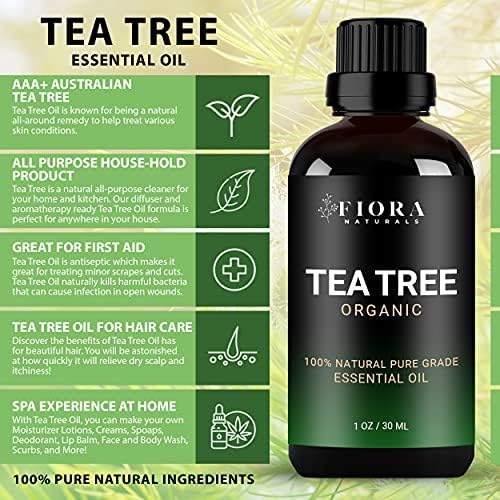 עץ התה שמן אתרי ושמפו עץ תה ומרכך מרכך - שמן אורגני טהור, שמפו ומרכך חינם סולפט