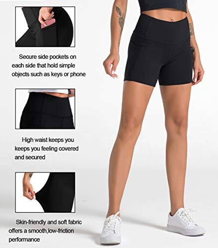 כושר הדרקון גבוהה מותן יוגה מכנסיים קצרים לנשים עם 2 כיסי צד בטן בקרת ריצה בית אימון מכנסיים קצרים