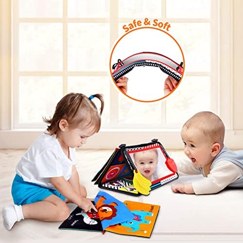 תינוק בטן זמן צעצועי 0-6 6-12 חודשים יילוד תינוקות מראה צעצועי עם חושי להתקמט ספרים ונשכן, שחור ולבן גבוהה ניגודיות