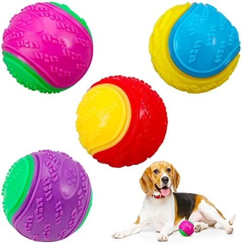 כלב כדורי, 4-חבילה חורק כלב כדור, גדול ובינוני בגודל כלבים, אינטראקטיבי כלב צעצועי לשחק תרגיל והכשרה