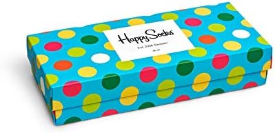 גרביים שמחות 4-חבילות אמזון סט מתנות Big Dot, צבעוניות ומהנות, גרביים לגברים ונשים, כחול-כתום-ורוד-ירוק-צהוב