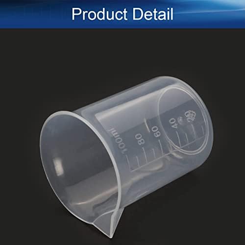 כוס מדידה של יוטגוס 100 מל PP פלסטיק מדובר בכניסה לשקוף לנוזלי מטבח מעבדה 3 יחידות