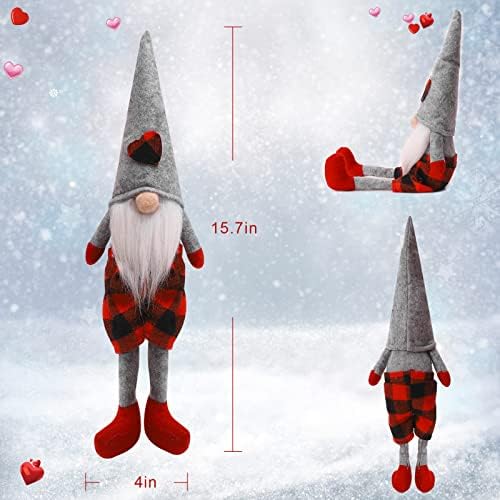 Crczk Valentines יום גמרים קישוטי קטיפה סט של 2, MR ו- MRS Scandinavian השוודית Tomte Elf יום האהבה קישוטים לגנום