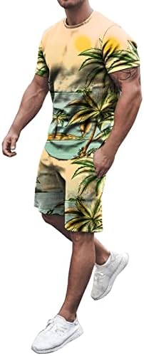 גברים ג'ופוב אביב חליפת קיץ חוף חוף שרוול קצר חולצה מודפסת סט קצר