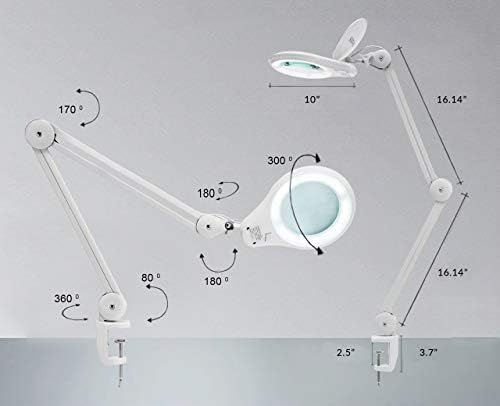 Neatfi 1,200 לומן מנורה מגדלת LED סופר עם מהדק, ניתן לעמעום, כוללת בד ניקוי מיקרופייבר, עדשה בקוטר