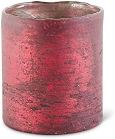 ק & ק פנים 16107ב-רד סט של 3 מיכלי צילינדר זכוכית מאט אדום