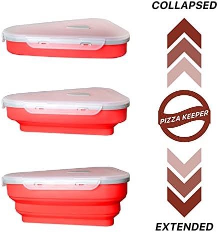 פיצה אחסון מיכל,להרחבה אדום פיצה פרוס מיכל עם 5 במיקרוגל מגשי הגשה, לשימוש חוזר פיצה שוער של שאריות פיצה