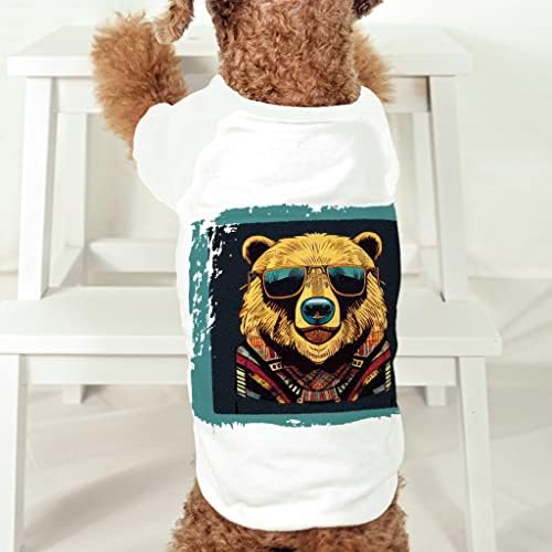 מגניב הברנש אמנות כלב חולצה-דוב כלב חולצה-מודפס כלב בגדים-לבן