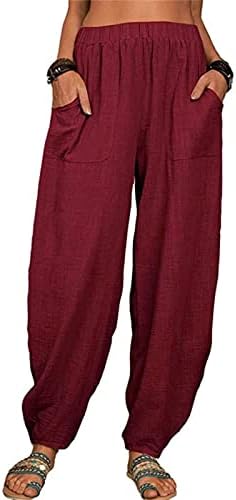 בתוספת גודל נשים ארוך סוודרים עבור חותלות אלסטי מוצק נשים כיסים ארוך מכנסיים מותניים נשים כותנה מכנסיים