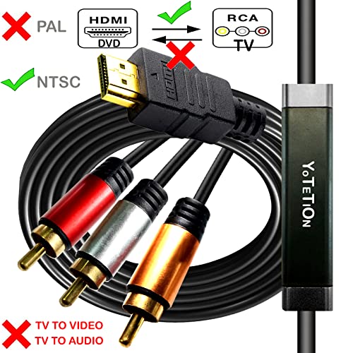 כבל HDMI ל- RCA 10ft עם IC, HDMI זכר עד 3-RCA AV כבל וידאו וידאו רכיב רכיב מתאם כבל 1080p לטלוויזיה