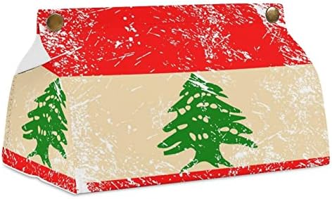 רטרו דגל לבנוני כיסוי קופסת רקמות עור PU מחזיק קופסת רקמות מלבנית מארגן נייר מקרים מלבני