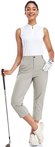 מכנסי מופיז קפרי מכנסיים קלים משקל קלסי מותניים מותניים ומכנסי עבודה של נשים עם כיסים
