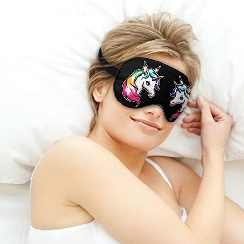 קשת חמודה חד קרן הדפס מסיכת עיניים קלה חוסמת מסכת שינה עם רצועה מתכווננת לטיולים משמרת שינה