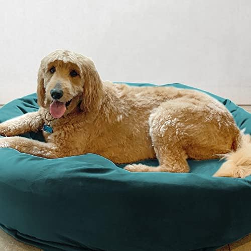 מיטת כלבי קטיפה יוקרתית, קצף זיכרון דמוי ענן רחיץ, מדיום בגודל בטווס