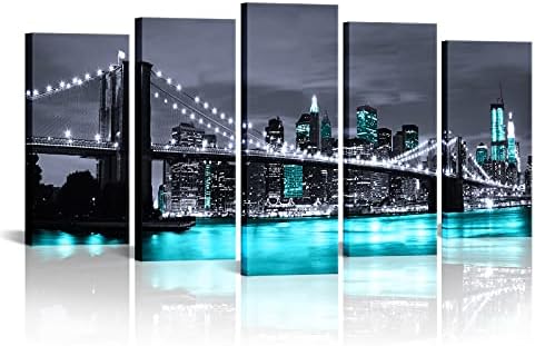 Kaloremore שחור לבן וכחול גשר ברוקלין תמונה בד הדפסים של ניו יורק העיר New York View View גלריית