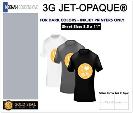 Neenah 3G Jet-Oupaque Heat Transper Paper 8.5 x 11 50 חבילה