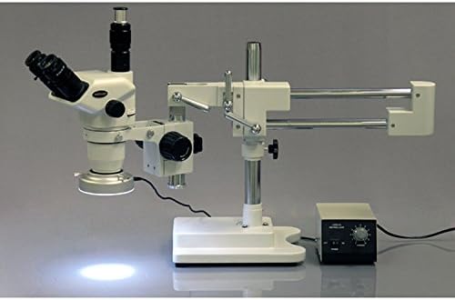 מיקרוסקופ זום סטריאו טרינוקולרי מקצועי של אמסקופ זם-4 טן3, עיניות מיקוד פי 10, הגדלה פי 2-45, מטרת
