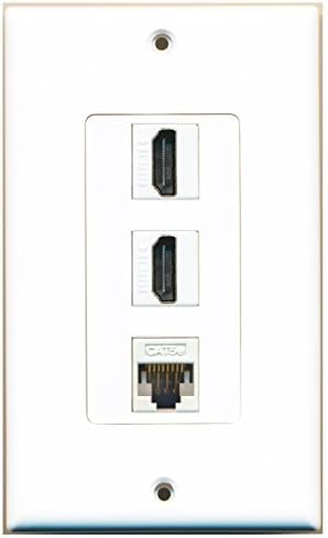 Riteav - 2 HDMI ו- 1 CAT5E White Ethernet לוחית קיר לוחית דקורטיבית - חום