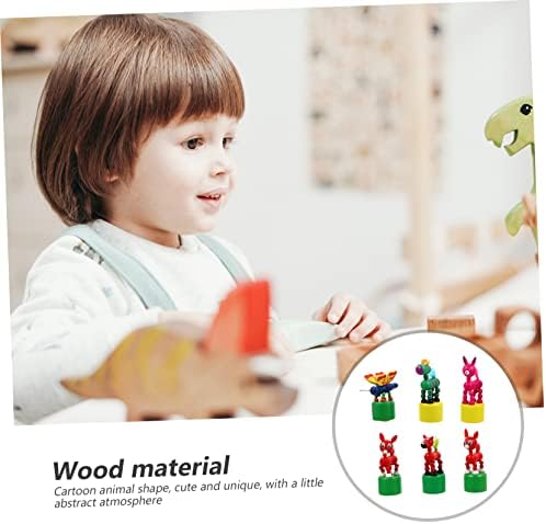 Nuobesty Kids צעצועים 12 PCS סמ עץ ילדים מעץ אקראי בסגנון סיני בובה עץ בובה אגודל ג'ירפה מתנדנד פסלון