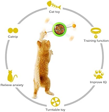 Mododou Interactive CAT CATNIP כדור, צעצועים לחיות מחמד צעצועים, צעצוע חתול אינטראקטיבי, עם כדורים מסתובבים רוח
