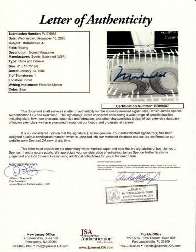 מוחמד עלי חתימה חתומה חתומה 1992 ספורטס אילוסטרייטד סי ממוסגר ג ' יי. אס. איי - מגזיני אגרוף חתומים