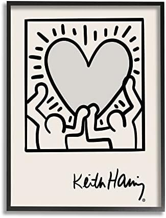 תעשיות סטופל אנשים עכשוויים מתארים סמל לב קית הארינג, עיצוב מאת רוז רוסבה שחור 11 x 14