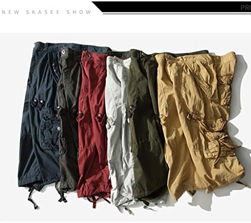 מכנסי מטען לגברים של Aoyog 3/4 כושר רגוע מתחת לברך קפרי מכנסי מטען כותנה
