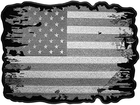 עור עליון פטריוטי מאופק אפור וכסף במצוקה דגל אמריקאי במצוקה רקומה-אפור-אפור-בינוני