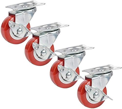 LumeCube 1.5/2 אינץ 'גלגלי קיק גלגלים קיקים אדומים גלגלים עם בלמים, גלגלים אילמים פוליאוריטן כבדים,