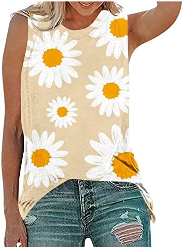 גופיות פרחי קיץ שורשיות לנשים בכושר רופף בכושר מזדמן עם שרוולים גרפיים ללא שרוולים נוחים חולצות אפוד
