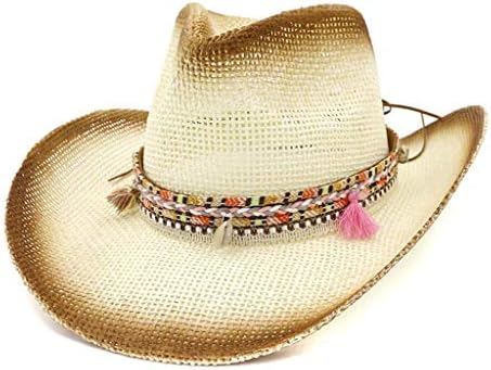 אתני סגנון קש קאובוי כובע לגברים נשים רחב ברים לנשימה חוף כובעי קרם הגנה שמשיה חג שמש כובעים מקרית