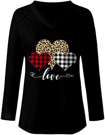 יום האהבה נשים אופנה V-צווארון צוואר צווארון רופף חולצות סוודר סוודר מכתב אהבה חולצה אתלטית מודפסת