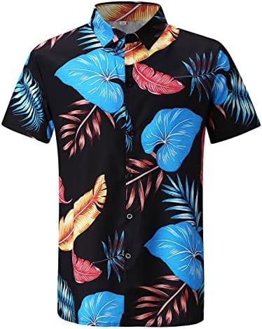 1 גברים של קיץ הוואי טי חולצות קצר שרוול רופף חולצות דש כפתור למטה חולצה ספורט חוף גופיות