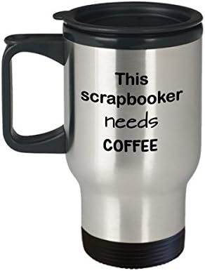 מתנת ספל נסיעות של Scrapbooker, ספר האקדח הזה זקוק לקפה, 15 גרם ספל קפה מפלדת אל חלד עם מכסה, מתנת
