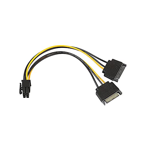 TheCoolcube 15 סיכות כבל מפצל חשמל כפול של SATA ל- 6 סיכות PCI-E לכרטיס גרפי וידאו