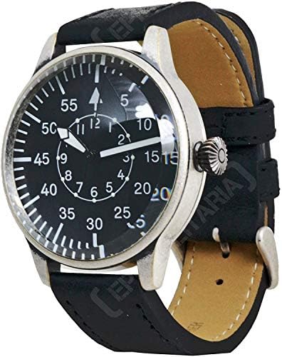 מיל-טק בציר טייס שעון שחור חיוג פליגר לופטוואפה טייס קוורץ גברים של מלחמת העולם 2 שעוני יד