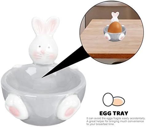 קבילוק קטן אחסון מיכל קרמיקה ביצה מחזיק עומד חמוד ארנב צורת ביצת כוסות לביצים קשות שולחן כוסות ארוחת בוקר פסחא