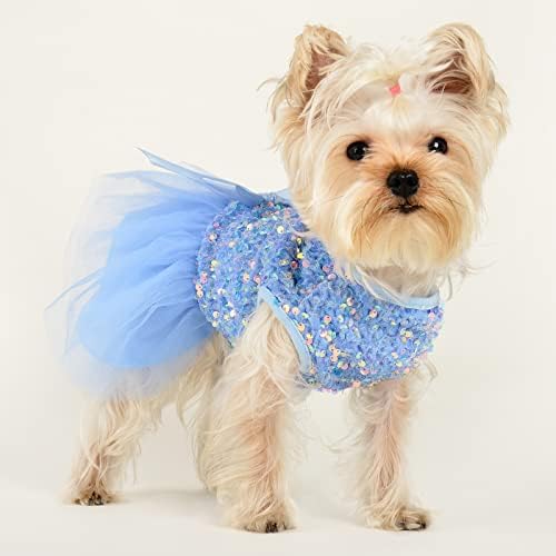 שמלת כלבים לכלבים קטנים ילדות חצאית כלבים כלבים בגדים שמלת גזה נסיכה, בגדי חיות מחמד פסטיבל נופש תלבושות גור